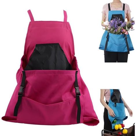 Delantal de jardinería - Delantal de jardinería con bolsillos de liberación rápida - Tela Oxford impermeable con correa ajustable en la entrepierna - Adecuado para trabajos agrícolas - Magenta (1/5)