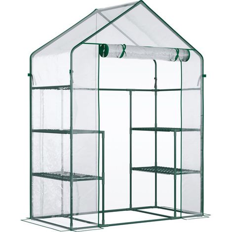 Serre en film praticable, serre à tomates 142x73x195cm avec 6 étagères, transparente pour jardin et plantes (1/5)