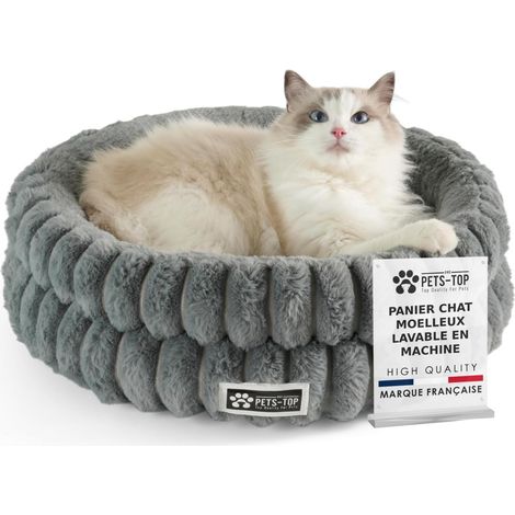 1 - Panier Chat - Coussin Chien - Lit Rond Antistress et Doux - Intérieur pour Animaux de Compagnie - Gris - 50x50 cm (1/5)