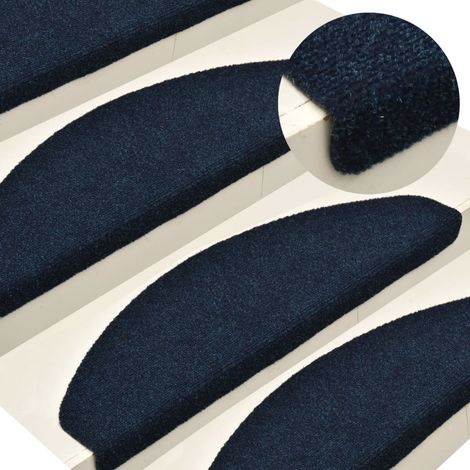 Tappetini per scale autoadesivi 15 pz 56x17x3 cm blu navy semicircolari vidaXL