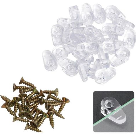 25 Pièces Pince en Verre Transparent, Glass Retainer Clips, Support de Pince en Verre, Inclus 25 Vis Métalliques, pour Vitrines, Miroirs de Salle de Bain, Armoires et Plus (1/5)