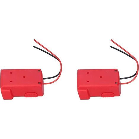 2 pièces Adaptateur de Batterie pour Milwaukee, connecteur de convertisseur de Montage d'alimentation 18 V M18 XC18 Fournitures industrielles(rouge) (1/4)