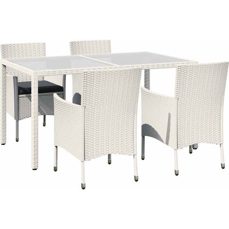 Maison Exclusive - Set Mobili da Giardino 5 pz con Cuscini in Polyrattan Bianco