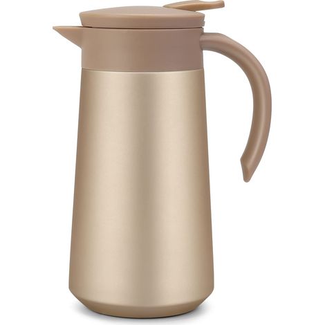 Caffettiera termica da 800 ml (28 oz) in acciaio inossidabile, mantiene il caffè caldo per 9 ore e quello freddo per 18 ore. Colore oro. (1/5)