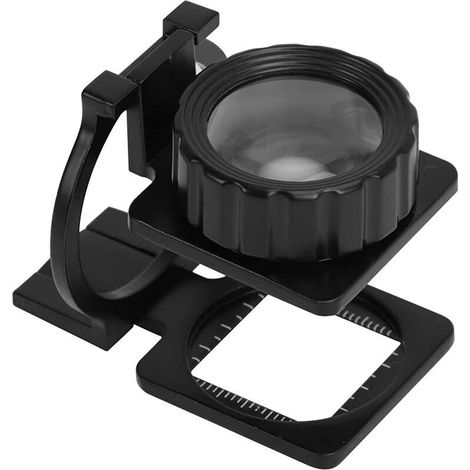 Loupe Pliante avec Double lentille en Verre Optique, Portable Loupe avec échelle Loupe, Outil d'Agrandissement Noir (1/5)