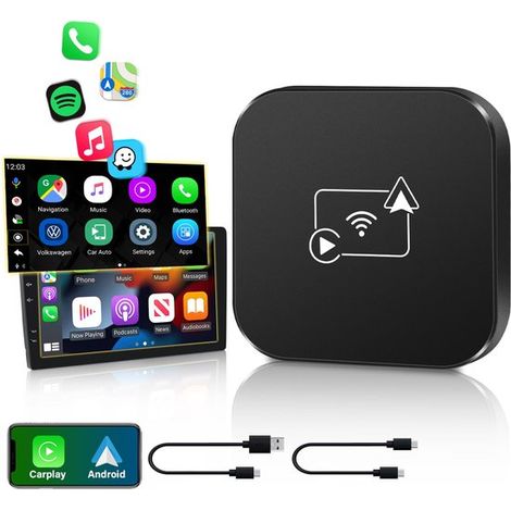 Adaptador Carplay inalámbrico, Compatible Apple CarPlay Android Auto, Wi, Fi 5 GHz, Plug and Play, Mini adaptador Carplay inalámbrico, Fácil usar (1/5)