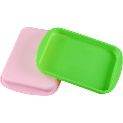 2PCS Moule à gâteau en silicone flexible et antiadhésif - sans BPA rectangle (couleur aléatoire) (1/5)