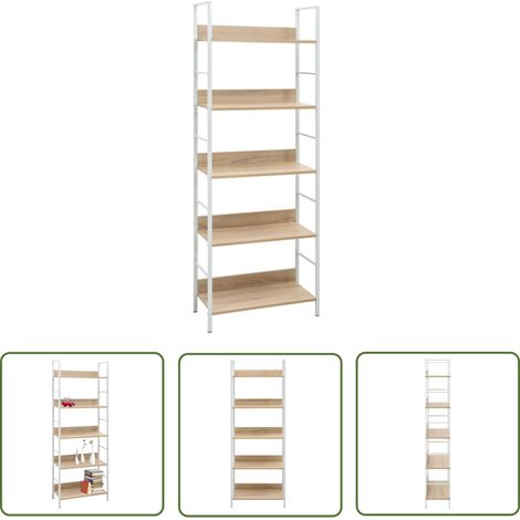 The Living Store Bibliothèque à 5 niveaux chêne 60x27,6x158,5 cm bois ingénierie - Bibliothèque Murale - Étagère Ouverte - Bibliothèque Industrielle - Rangement Intérieur - Meubles Salle À Manger (1/5)