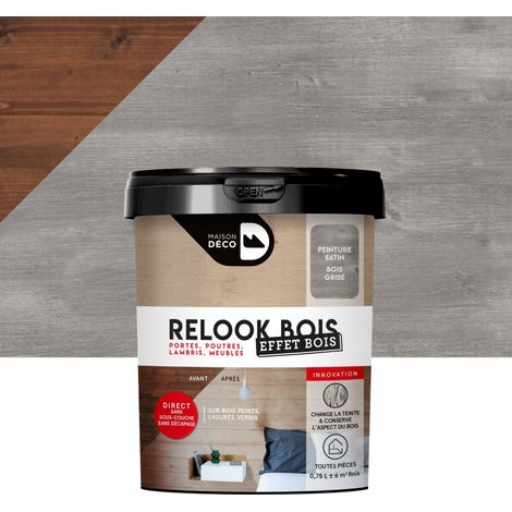 MAISON DECO Lasure intérieurepoutre et lambris Relook bois MAISON DECO, bois grise satiné, 0