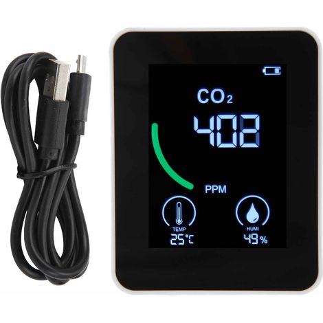 Monitor CO2 intelligent ZN‑2CO1TB 3-en-1 Détecteur portable haute précision avec Bluetooth, stockage de données, couleur blanche. (1/5)