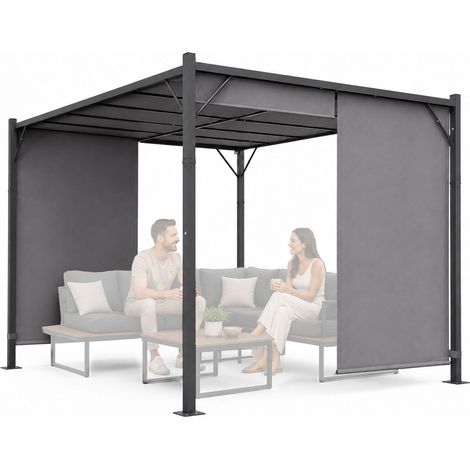 Steel Garden Pergola 3x4M with Adjustable Canopy (1/5)