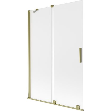 Mexen Velar Badewannenfaltwand 2-flügelig, verschiebbar 120 x 150 cm, mattiert, gold - 896-120-000-31-50 (1/2)