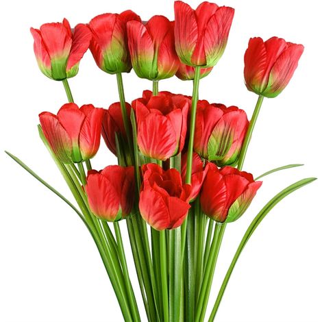 Pack of 6 x 80cm Artificial Tulip Red Stem (1/5)