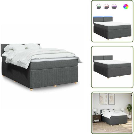 The Living Store Giroletto a Molle con Materasso Grigio Scuro 160x200 cm Tessuto - Materasso a molle insacchettate