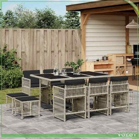 Ensemble à manger de jardin - 3211691 - Gris poly rotin - 6 personnes - Coussins amovibles (1/5)