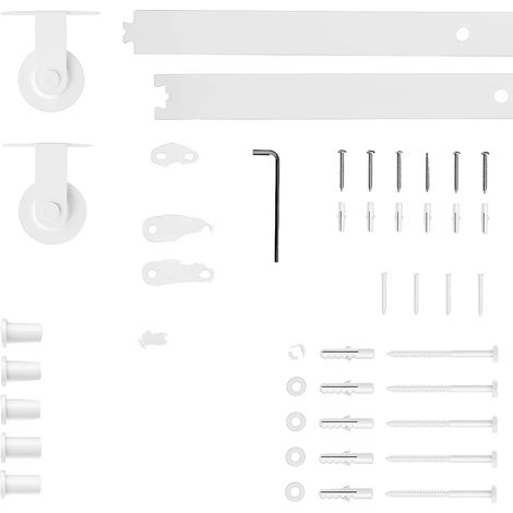 Kit de accesorios para puerta corredera, componentes de acero duraderos, fácil instalación, color blanco. (1/2)