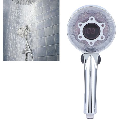 Cabezal de ducha G1/2 con LED multicolor y sistema de ahorro de agua Multifuncional (masaje, lluvia, mixto) ABS robusto (1/5)