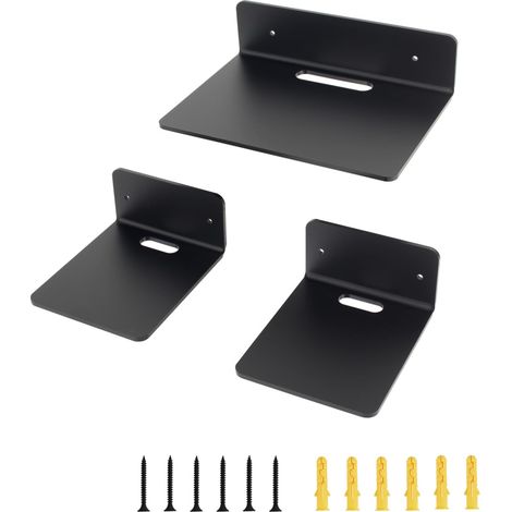Petite Etagere Murale en Acrylique Lot de 3 Tablette Flottante Noir Mini Étagères Murales Les (1/5)