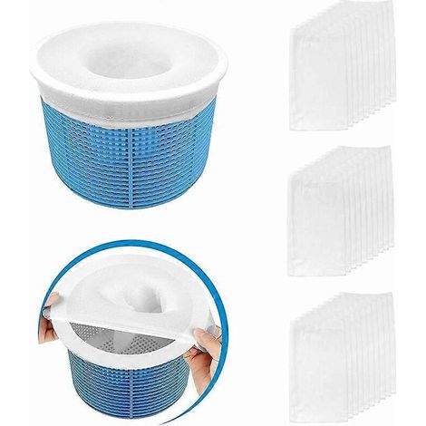 Lot de 30 chaussettes filtrantes pour piscines enterrées et hors-sol. Maille fine retenant le pollen et les débris. Préfiltre les impuretés. Panier de piscine (1/5)