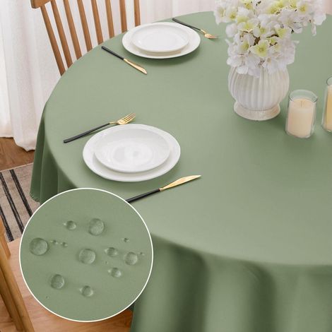 Nappe ronde 180 cm Vert, résistante aux intempéries, lavable, pour jardin & terrasse