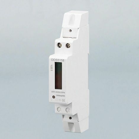 Contatore elettronico monofase per energia elettrica domestica 220V con display LCD, senza retroilluminazione, per guida singola (1/5)