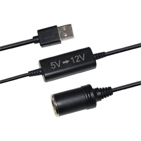 Conversor de enchufe de cigarrillo USB 5V a 12V - HTC EQUIPEMENT - 12W y cable de 120cm