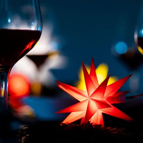 Étoile de Noël LED 12 cm rouge, télécommande, 18 branches