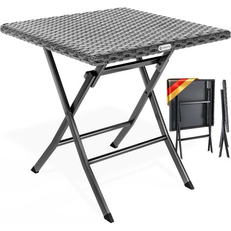 CASARIA® Gartentisch Wetterfest Klappbar 63x63cm Balkontisch Polyrattan Outdoor Klein 80kg Belastbarkeit Klapptisch Garten Terrasse Balkon Camping Tisch   anthrazit