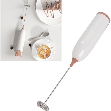 Elektrischer Milchaufschäumer für den Hausgebrauch, Kaffeerührer, Milchaufschäumgerät, tragbarer automatischer Milchaufschäumer, weiß und braun. (1/5)