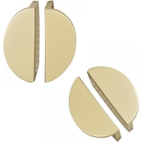 4 Pieces Gold Cabinet Knob Half Moon Drawer Handle Brushed Gold Drawer Pulls Metal Kitchen Handles Gold Metal Furniture Handles Kitchen Door Knob (1/4)