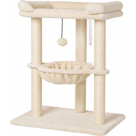 Skylos Cat Tree Tower Bed with Hammock Ball Scratching Post Large Perch Beige (1/5)