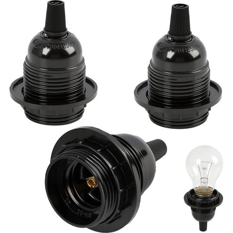 Lot de 3 Douille Ampoule E27, Douille Lumière E27 en Plastique, 250V 4A, Support de Lampe de Rechange à Visser, Porte-Lampe de Remplacement pour Lampe Table Lampadaire Plafonnier Suspension (1/5)