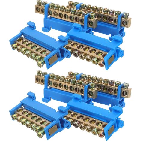 Bornier à Barres Omnibus Installation Flexible Résistant à Corrosion Lot de 8 en Cuivre 7 et 10 Positions pour Boîtes de Distribution Électrique (1/5)