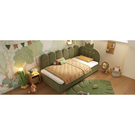 Ausziehbett 90x200 cm aus grünem Samt mit Gästebett, platzsparend, ohne Matratze – MEUBLIV (1/5)