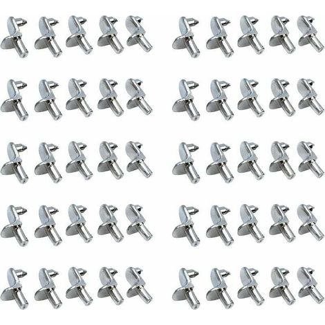 50 Stück Regalstifte, vernickelte Metall-Regalstützen für Schränke und Büros - Crezuo
