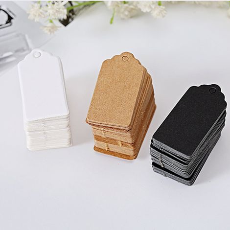 100 étiquettes volantes vierges de 4 x 2 cm en forme de fleur