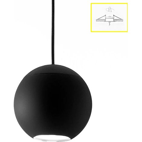 Gea luce guya si plafonnier encastrable à suspension led noir en aluminium
