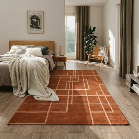 Tapis design ArcticWhisper - Designertapis - 180x120cm, Rectangular - 80% Laine vierge, 20% Soie de bambou - Tufté main - Marron