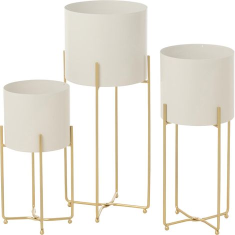 Lot de 3 Cache-Pots en Métal "Julius" 58cm Blanc