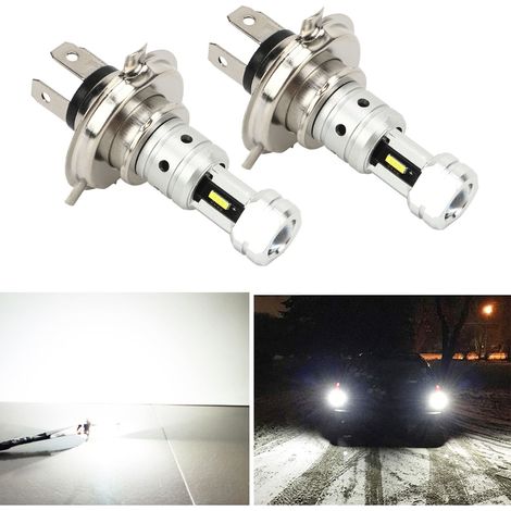 H4 100W LED-Lampe für Motorradscheinwerfer, 360°-Beleuchtung, 6000K Weiß / 3000K Gelb, kompatibel mit Suzuki, Kawasaki, BMW, Yamaha, Honda (paarweise erhältlich), weißes Licht (1/5)