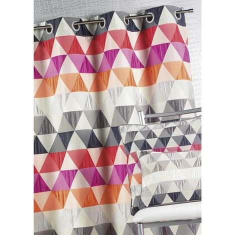 Rideau jacquard motif triangles Orange 140x260 cm