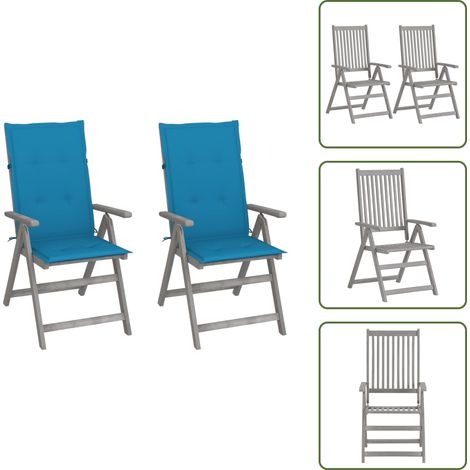 Sedie in legno - vidaXL Sedie da Giardino Reclinabili 2pz con Cuscini Massello Acacia - Sedie in acacia