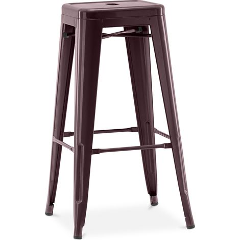 Privatefloor – Tabouret de bar en acier 76 cm – Design industriel – Finition métallique – Pour comptoirs hauts – Usage intensif intérieur