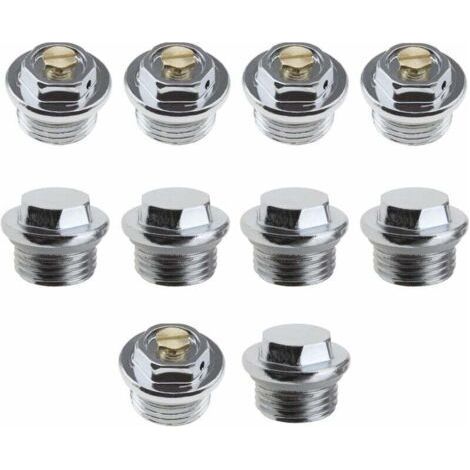 10pcs 1/2 Pouce Radiateur Manuel Purge d'air Vannes et 5pcs Bouchons d'obturation avec Connexion de Filetage Joint Torique Scellé (1/5)