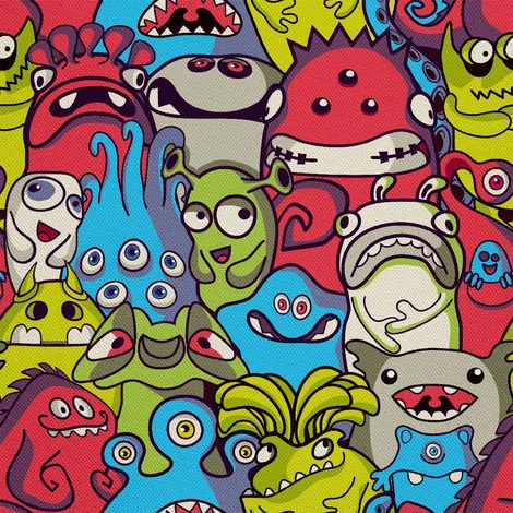 Telas decorativas para exteriores estilo Oxford con motivos de extraterrestres y monstruos. (1/5)