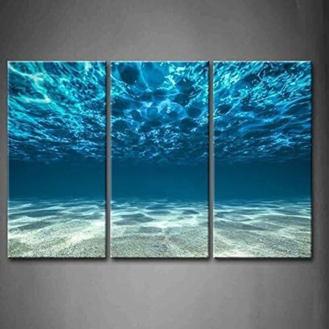 Impression Artwork Blue Ocean Sea Wall Art Peinture Imprimé Surface Artwork Sous Toile Vue de Dessous Image Home Office Modern Decor (cadre non inclus) (1/5)