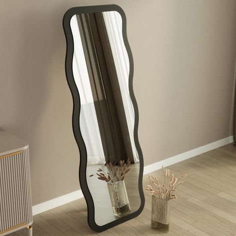 Espejo Bissone, Forma Rectangular, Tipo Suelo, Estructura Transparente, 50x160h cm Negro (1/5)