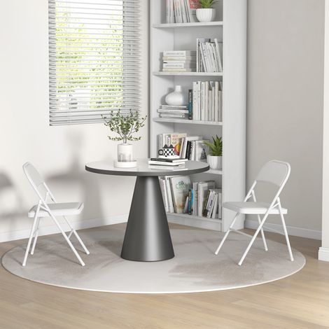 Set mit 2 Klappstühlen, tragbare Esszimmerstühle, Stahlgestell, Maße 45 cm (B) x 46 cm (T) x 78 cm (H), weiß