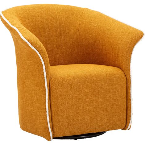 Poltrona Toamas, Poltroncina Base Girevole, Braccioli, Materiale Struttura in Metallo, 84x66x80h cm Giallo Senape