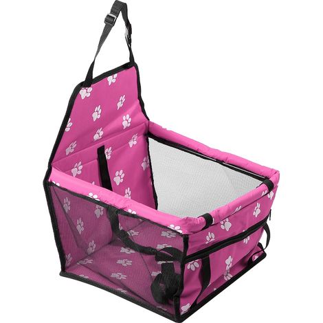 Housse de siège auto pliable pour chiens, en tissu Oxford, dans un panier en filet rose. (1/5)